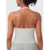 imageYEOREO SoftHue Womens Impact Halter Tank Top Longline Backless Scoop Neck Builtin Bra Sports Workout Gym Crop TopFeather Rice
