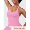 imageYEOREO SoftHue Womens Impact Halter Tank Top Longline Backless Scoop Neck Builtin Bra Sports Workout Gym Crop TopPeach Powder