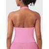 imageYEOREO SoftHue Womens Impact Halter Tank Top Longline Backless Scoop Neck Builtin Bra Sports Workout Gym Crop TopPeach Powder