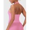 imageYEOREO SoftHue Womens Impact Halter Tank Top Longline Backless Scoop Neck Builtin Bra Sports Workout Gym Crop TopPeach Powder