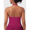 imageYEOREO SoftHue Womens Impact Halter Tank Top Longline Backless Scoop Neck Builtin Bra Sports Workout Gym Crop TopRaspberry Red