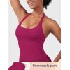 imageYEOREO SoftHue Womens Impact Halter Tank Top Longline Backless Scoop Neck Builtin Bra Sports Workout Gym Crop TopRaspberry Red