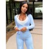 imageYEOREO Women Pilates Wrap Top Long Sleeve Tie Ballet Workout Yoga Shirt Michelie Y2K V Neck Cropped TopsAiry Blue