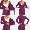 imageYEOREO Women Pilates Wrap Top Long Sleeve Tie Ballet Workout Yoga Shirt Michelie Y2K V Neck Cropped TopsBlack Cherry