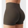 imageYEOREO Womens Biker Shorts 25 No Front Seam Elysina High Waist Hidden Scrunch Workout Gym Yoga Running ShortsDeep Brown