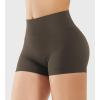imageYEOREO Womens Biker Shorts 25 No Front Seam Elysina High Waist Hidden Scrunch Workout Gym Yoga Running ShortsDeep Brown