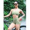 imageYEOREO Womens Biker Shorts 25 No Front Seam Elysina High Waist Hidden Scrunch Workout Gym Yoga Running ShortsLight Green