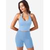 imageYEOREO Womens Halter Crop Top V Neck Workout Going Out Tank Top Padded Sleeveless Backless Trendy Summer CamisoleAiry Blue