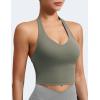 imageYEOREO Womens Halter Crop Top V Neck Workout Going Out Tank Top Padded Sleeveless Backless Trendy Summer CamisoleArmy Green
