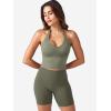 imageYEOREO Womens Halter Crop Top V Neck Workout Going Out Tank Top Padded Sleeveless Backless Trendy Summer CamisoleArmy Green