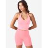 imageYEOREO Womens Halter Crop Top V Neck Workout Going Out Tank Top Padded Sleeveless Backless Trendy Summer CamisoleBaby Pink