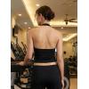 imageYEOREO Womens Halter Crop Top V Neck Workout Going Out Tank Top Padded Sleeveless Backless Trendy Summer CamisoleBlack