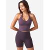 imageYEOREO Womens Halter Crop Top V Neck Workout Going Out Tank Top Padded Sleeveless Backless Trendy Summer CamisoleBlackberry Purple