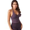 imageYEOREO Womens Halter Crop Top V Neck Workout Going Out Tank Top Padded Sleeveless Backless Trendy Summer CamisoleBlackberry Purple