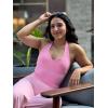 imageYEOREO Womens Halter Crop Top V Neck Workout Going Out Tank Top Padded Sleeveless Backless Trendy Summer CamisoleBubblegum Pink