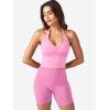 imageYEOREO Womens Halter Crop Top V Neck Workout Going Out Tank Top Padded Sleeveless Backless Trendy Summer CamisoleBubblegum Pink