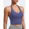 imageYEOREO Womens Halter Crop Top V Neck Workout Going Out Tank Top Padded Sleeveless Backless Trendy Summer CamisoleDark Cobalt Blue