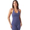 imageYEOREO Womens Halter Crop Top V Neck Workout Going Out Tank Top Padded Sleeveless Backless Trendy Summer CamisoleDark Cobalt Blue