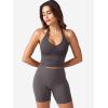 imageYEOREO Womens Halter Crop Top V Neck Workout Going Out Tank Top Padded Sleeveless Backless Trendy Summer CamisoleDark Gray