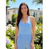 imageYEOREO Womens Halter Crop Top V Neck Workout Going Out Tank Top Padded Sleeveless Backless Trendy Summer CamisoleLight Blue