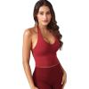 imageYEOREO Womens Halter Crop Top V Neck Workout Going Out Tank Top Padded Sleeveless Backless Trendy Summer CamisoleMaroon