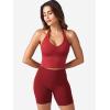 imageYEOREO Womens Halter Crop Top V Neck Workout Going Out Tank Top Padded Sleeveless Backless Trendy Summer CamisoleMaroon