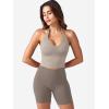 imageYEOREO Womens Halter Crop Top V Neck Workout Going Out Tank Top Padded Sleeveless Backless Trendy Summer CamisoleOat