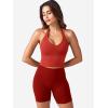 imageYEOREO Womens Halter Crop Top V Neck Workout Going Out Tank Top Padded Sleeveless Backless Trendy Summer CamisoleRed