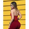 imageYEOREO Womens Halter Crop Top V Neck Workout Going Out Tank Top Padded Sleeveless Backless Trendy Summer CamisoleRed