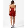imageYEOREO Womens Halter Crop Top V Neck Workout Going Out Tank Top Padded Sleeveless Backless Trendy Summer CamisoleRed