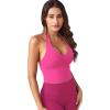 imageYEOREO Womens Halter Crop Top V Neck Workout Going Out Tank Top Padded Sleeveless Backless Trendy Summer CamisoleRose