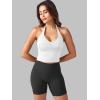 imageYEOREO Womens Halter Crop Top V Neck Workout Going Out Tank Top Padded Sleeveless Backless Trendy Summer CamisoleWhite