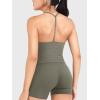 imageYEOREO Womens Impact Halter Tank Top Strappy Padded Halter Open Back Deep V Neck Builtin Bra Workout Gym Crop TopsGray Green