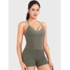imageYEOREO Womens Impact Halter Tank Top Strappy Padded Halter Open Back Deep V Neck Builtin Bra Workout Gym Crop TopsGray Green