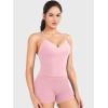 imageYEOREO Womens Impact Halter Tank Top Strappy Padded Halter Open Back Deep V Neck Builtin Bra Workout Gym Crop TopsLight Pink