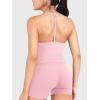 imageYEOREO Womens Impact Halter Tank Top Strappy Padded Halter Open Back Deep V Neck Builtin Bra Workout Gym Crop TopsLight Pink