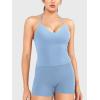 imageYEOREO Womens Impact Halter Tank Top Strappy Padded Halter Open Back Deep V Neck Builtin Bra Workout Gym Crop TopsSky Bule