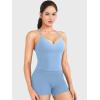 imageYEOREO Womens Impact Halter Tank Top Strappy Padded Halter Open Back Deep V Neck Builtin Bra Workout Gym Crop TopsSky Bule