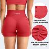 imageYEOREO Workout Shorts Womens Butt Lifting 45 Seamless Hidden Scrunch High Waist Gym Tummy Control Christiy Biker ShortsTomato Red