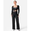 imageYEOREO Wrap Long Sleeve Cropped Top for Women Workout Pilates Ballet Tie Shirt for Dance Yoga Active BlousesBlack
