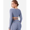 imageYEOREO Wrap Long Sleeve Cropped Top for Women Workout Pilates Ballet Tie Shirt for Dance Yoga Active BlousesGranite Blue