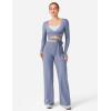 imageYEOREO Wrap Long Sleeve Cropped Top for Women Workout Pilates Ballet Tie Shirt for Dance Yoga Active BlousesGranite Blue
