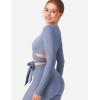 imageYEOREO Wrap Long Sleeve Cropped Top for Women Workout Pilates Ballet Tie Shirt for Dance Yoga Active BlousesGranite Blue