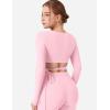 imageYEOREO Wrap Long Sleeve Cropped Top for Women Workout Pilates Ballet Tie Shirt for Dance Yoga Active BlousesLight Pink