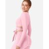 imageYEOREO Wrap Long Sleeve Cropped Top for Women Workout Pilates Ballet Tie Shirt for Dance Yoga Active BlousesLight Pink