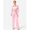 imageYEOREO Wrap Long Sleeve Cropped Top for Women Workout Pilates Ballet Tie Shirt for Dance Yoga Active BlousesLight Pink