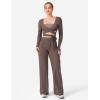 imageYEOREO Wrap Long Sleeve Cropped Top for Women Workout Pilates Ballet Tie Shirt for Dance Yoga Active BlousesMocha