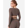 imageYEOREO Wrap Long Sleeve Cropped Top for Women Workout Pilates Ballet Tie Shirt for Dance Yoga Active BlousesMocha