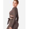 imageYEOREO Wrap Long Sleeve Cropped Top for Women Workout Pilates Ballet Tie Shirt for Dance Yoga Active BlousesMocha