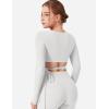 imageYEOREO Wrap Long Sleeve Cropped Top for Women Workout Pilates Ballet Tie Shirt for Dance Yoga Active BlousesWhite